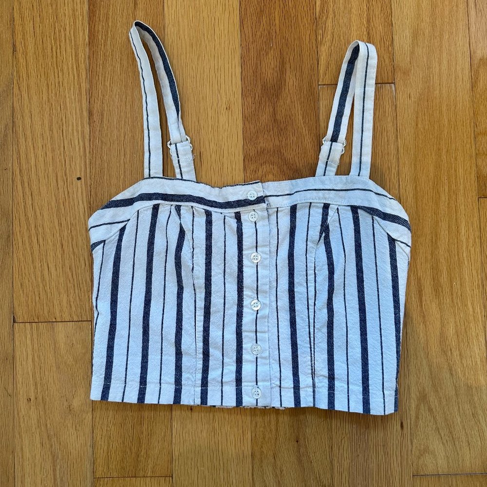 Brandy Melville Blue and White Striped Cropped Top